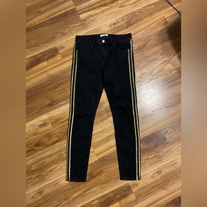 Loft Black Skinny Jeans with gold stripes